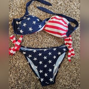 Navy and Red Star-Striped Bikini